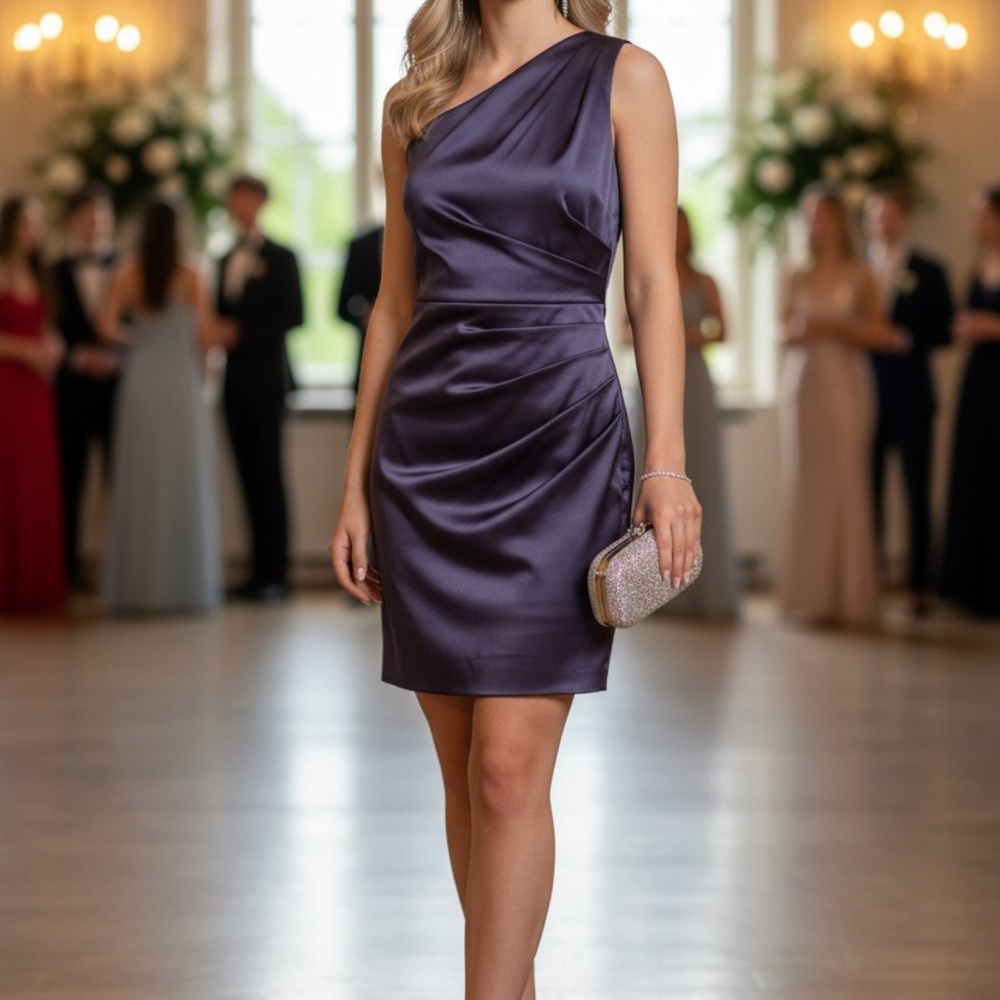 Jasmine One-Shoulder Purple Satin Formal Dress -Elegant Cocktail and Evening